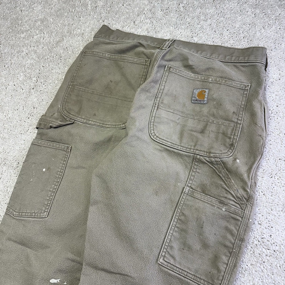 Carhartt Pants Mens 31x30 Beige Relaxed Fit Pockets Workwear Paint Thrashed - Picture 2 of 8